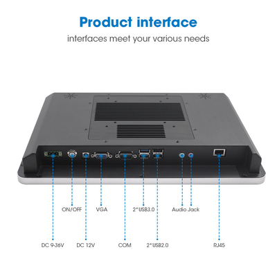 256G SSD 8GB Memory 350 Nits Industrial Touch Screen Panel Pc With VGA COM USB RJ45 Audio JACK